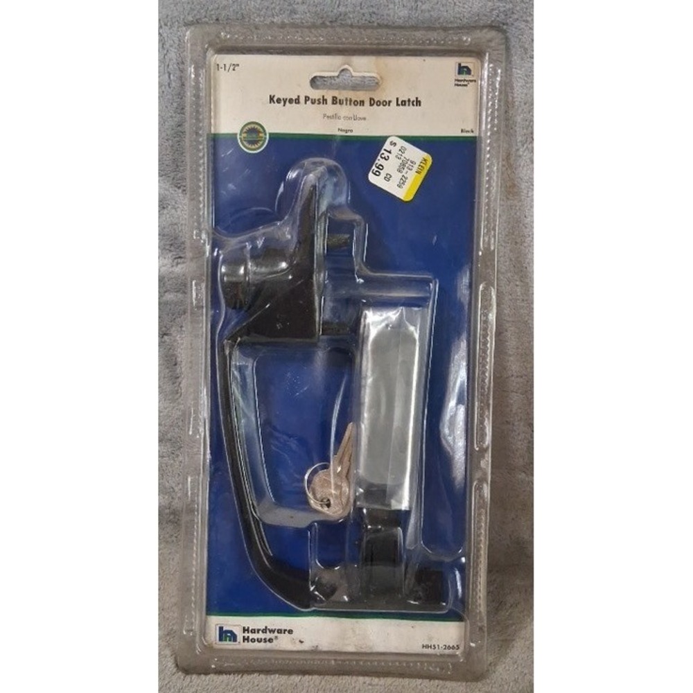 Hardware House Black Keyed Push Button Door Latch Screen Storm Door HH51-2665